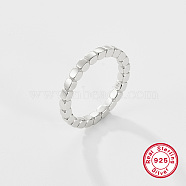 Rhodium Plated 925 Sterling Silver Fingers Rings, with 925 Stamp, Platinum, Inner Diameter: 16mm(LU6854-4)