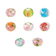 Handmade Gold Sand Lampwork Beads, Faceted, Rondelle, Mixed Color, 10x7mm, Hole: 2mm, 4pcs/color, 32pcs/box(LAMP-PH0002-11)