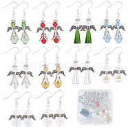 DIY Christmas Angel Theme Earrings Making Kit,  Including Bicone & Cone & Heart Glass Beads, Alloy Wing Pendant, Brass Earring Hooks, Mixed Color, 116Pcs/box(DIY-SC0021-65)