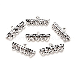 Alloy Chandelier Components Links, 5-Strand Reducer Connector, Lead Free & Cadmium Free, Rectangle with Rhombus, Antique Silver, 16.5x38x4mm, Hole: 2.5mm(PALLOY-F277-28AS-RS)