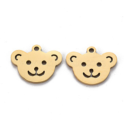 Ion Plating(IP) 201 Stainless Steel Charms, Cut, Bear, Golden, 11x14x1mm, Hole: 1.2mm(STAS-Q240-057G)