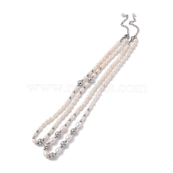 Vintage Natural Pearl Beaded Necklace for Girl Women, Stainless Steel Color, 17.52~18.31 inch(44.5~46.5cm)(NJEW-F287-03)