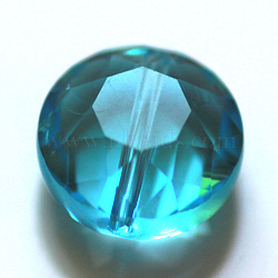 Imitation Austrian Crystal Beads, Grade AAA, Faceted, Flat Round, Deep Sky Blue, 6x3.5mm, Hole: 0.7~0.9mm(SWAR-F053-6mm-10)