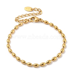 201 Stainless Steel Rugby Beaded Chain Bracelets, Golden, 6-1/4 inch(16cm), Wide: 3mm(BJEW-G696-01B-G)