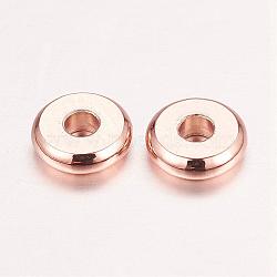 Real Rose Gold Plated Brass Spacer Beads, Nickel Free, Flat Round, 6x1.5mm, Hole: 2mm(KK-E702-22RG-NF)