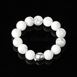 4MM Round Natural Howlite Beaded Stretch Rings, European and American Style(VM0712-11)