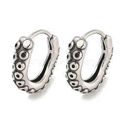 316 Surgical Stainless Steel Hoop Earrings, Flat Round, Antique Silver, 14.5x3.5mm(EJEW-D096-09K-AS)