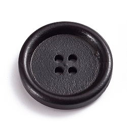Natural Wooden Buttons, Dyed, 4 Hole, Flat Round, Coconut Brown, 25x4.5mm, Hole: 1.8mm(BUTT-WH0015-03B-25mm)