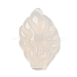 Natural Agate Carved Pendants, Nine-Tailed Fox Charms, Floral White, 31.5x20x8mm, Hole: 1.2mm(G-A098-01C)