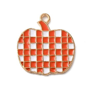 Thanksgiving Day Golden Tone Alloy Enamel Pendants, Pumpkin, 22x20x1.5mm, Hole: 2mm