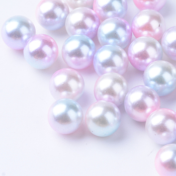Rainbow Acrylic Imitation Pearl Beads, Gradient Mermaid Pearl Beads, No Hole, Round, Pink, 6mm, about 500pcs/50g