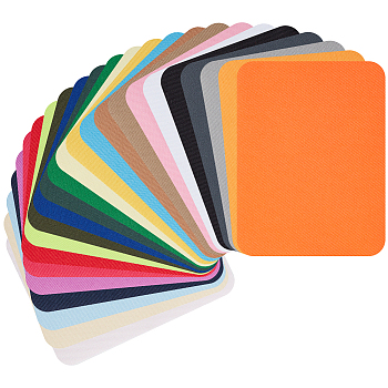 24Pcs 24 Colors Iron on/Sew on Imitation Jean Cloth Repair Patches, Rectangle, Mixed Color, 125x95x0.3mm, 1pc/color