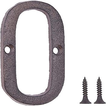 Iron Home Address Number, with 2pcs Screw, Letter.O, 74x46x5mm, Hole: 5.5mm