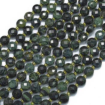 Natural Kambaba Jasper Beads Strands, with Seed Beads, Faceted, Flat Round, 6~6.5x4mm, Hole: 1mm, about 50pcs/strand, 15.35''(39cm)