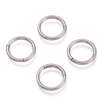 304 Stainless Steel Sleeper Earrings, Hoop Earrings, Hypoallergenic Earrings, Ring, Stainless Steel Color, 18 Gauge, 10.5x1mm