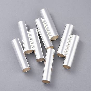 304 Stainless Steel Tube Beads, Silver, 30x8mm, Hole: 6.5mm