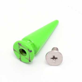Zinc Alloy Rivets, with Iron Screw, Cone, Lawn Green, 25x10mm