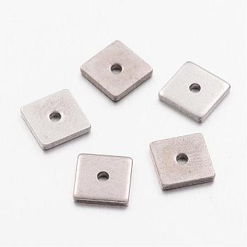 304 Stainless Steel Spacer Beads, Square, Stainless Steel Color, 6x6x1mm, Hole: 1.2mm
