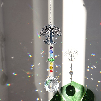 Crystal Pendant Decorations, with Metal Findings, for Home, Garden Decor, Tree, 300~400mm