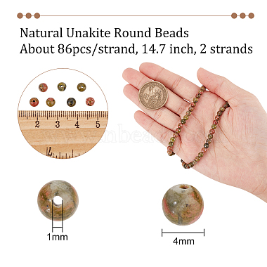 nbeads brins de perles rondes en unakite naturelle(G-NB0004-87A)-2