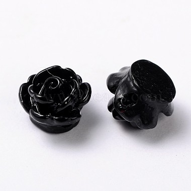 9mm Black Flower Resin Beads