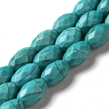 Dark Turquoise Oval Howlite Beads