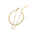 304 Stainless Steel Double Layer Chain Bracelets, Ion Plating(IP), Real 14K Gold Plated, 5.91 inch(15cm)(BJEW-A26-03-24)