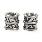 304 Stainless Steel European Beads, Large Hole Beads, Column, Antique Silver, 9.5x9mm, Hole: 5mm(STAS-I181-015AS)