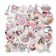 50Pcs Ballet Dancer Theme PVC Waterproof Stickers, Self-adhesive Decals, for Suitcase, Skateboard, Refrigerator, Helmet, Mobile Phone Shell, Mixed Shapes, Pink, 33~80x27~76x0.2mm(AJEW-M223-01)