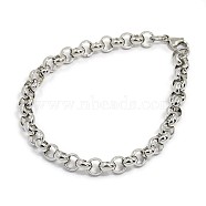 Fashionable 304 Stainless Steel Cable Chain Bracelets, with Lobster Claw Clasps, Stainless Steel Color, 8-1/2 inch(215mm), 7mm(STAS-A028-B085P)