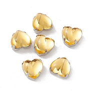 Heart Sew On Rhinestones, Smooth Face Taiwan Acrylic Rhinestone, Multi-Strand Links, with Platinum Tone Brass Prong Settings, Gold, 10x10x7mm, Hole: 1mm(OACR-E012-01P-09)