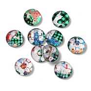 Glass Cabochons, Half Round/Dome, Snowman, 12x4.5mm, 10pcs/set(X1-GLAA-B011-10)