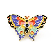 Flower Butterfly Enamel Pin, Gold Plated Alloy Badge for Backpack Clothes, Colorful, 20x30x1.5mm(JEWB-J005-07A-G)