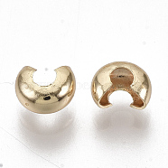 Brass Crimp Beads Covers, Nickel Free, Real 18K Gold Plated, 3.5x2.2mm, Hole: 1.4mm(KK-S354-214A-NF)
