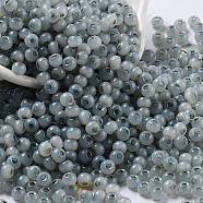 Glass Seed Beads, Imitation Cat Eye, Rondelle, Dark Gray, 4x3.3mm, Hole: 1.4mm(SEED-M011-02A-09)