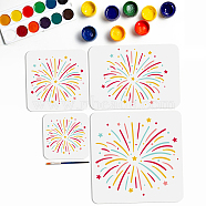 MAYJOYDIY US 1 Set Fireworks PET Hollow Out Drawing Painting Stencils, with 1Pc Art Paint Brushes, for DIY Scrapbook, Photo Album, 150~300x150~300mm, 4pcs/set(DIY-MA0002-52B)