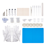 DIY Epoxy Resin Jewelry Kit, with 304 Stainless Steel Beading Tweezers, Plastic Dropper & Mixing Dish & Syringe, Measuring Cup, Finger Cots, Hand Twist Drills, Mixed Color(DIY-TA0002-82)