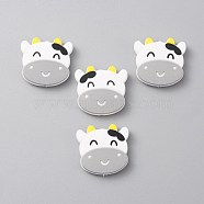 Cow Head Food Grade Silicone Beads, Chewing Beads For Teethers, DIY Nursing Necklaces Making, Light Grey, 29x30.5x7mm, Hole: 2mm(SIL-WH0002-74B)