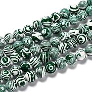 Synthetic Malachite Beads Strands, Dyed, Round, Green, 10mm, Hole: 1mm, about 38pcs/strand,  14.96 inch(38cm)(X-G-I199-32-10mm-F)