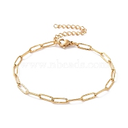 Vacuum Plating 304 Stainless Steel Paperclip Chain Bracelet for Men Women, Golden, 7 inch(17.9cm)(BJEW-E031-10G)