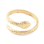 304 Stainless Steel Snake Open Cuff Rings, Real 14K Gold Plated, US Size 7 1/4(17.5mm)(RJEW-D002-21G)
