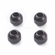Textured 304 Stainless Steel Beads, Round, Electrophoresis Black, 8mm, Hole: 3.5mm(STAS-P306-01C-EB)