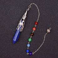 Natural Lapis Lazuli & Mixed Gemstone Bullet Pointed Dowsing Pendulums, Chakra Yoga Theme Jewelry for Home Display, 300mm(CHAK-PW0001-051J)