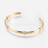 Brass Cuff Bangles, Real 18K Gold Plated, 2-1/8 inchx2-1/2 inch(53x66mm)(X-BJEW-K153-02E)