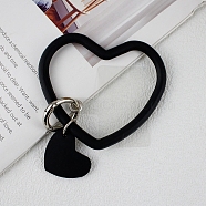 Silicone Heart Loop Phone Lanyard, Wrist Lanyard Strap with Plastic & Alloy Keychain Holder, Black, 7.5x8.8x0.7cm(MOBA-PW0001-27L)