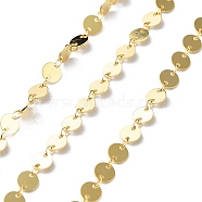 925 Sterling Silver Flat Round Link Chains, Sequin Chains, Soldered, Real 18K Gold Plated, Flat Round: 5x0.3mm, Link Ring: 3x2x0.4mm(STER-NH0001-27A-G)