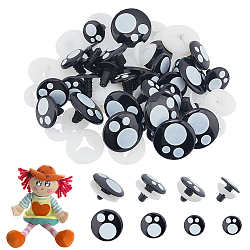 Elite 40 Sets 4 Style Plastic Doll Safety Eyes, for Crafts, Crochet Toy and Stuffed Animals, Flat Round with Dog Paw, Black, 18~19.5x18~30mm, 10 sets/style(DOLL-PH0001-29)