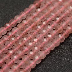 Natural Strawberry Quartz Beads Strands, Faceted, Round, 4mm, Hole: 1mm, about 86~100pcs/strand, 15.1~15.5 inch(38.5~39.5cm)(G-F460-24)