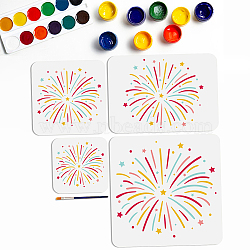 MAYJOYDIY US 1 Set Fireworks PET Hollow Out Drawing Painting Stencils, with 1Pc Art Paint Brushes, for DIY Scrapbook, Photo Album, 150~300x150~300mm, 4pcs/set(DIY-MA0002-52B)