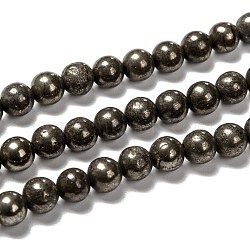Natural Pyrite Beads Strands, Round, 6mm, Hole: 1mm, about 67pcs/strand, 15.74 inch(G-L031-6mm-01)